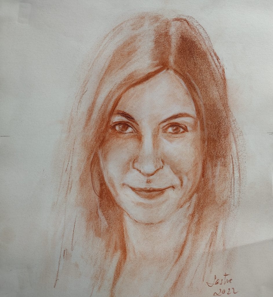 Andrea, sanguina sobre papel (boceto)