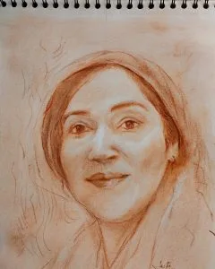 Marjan, sanguina, retrato de instagram, 