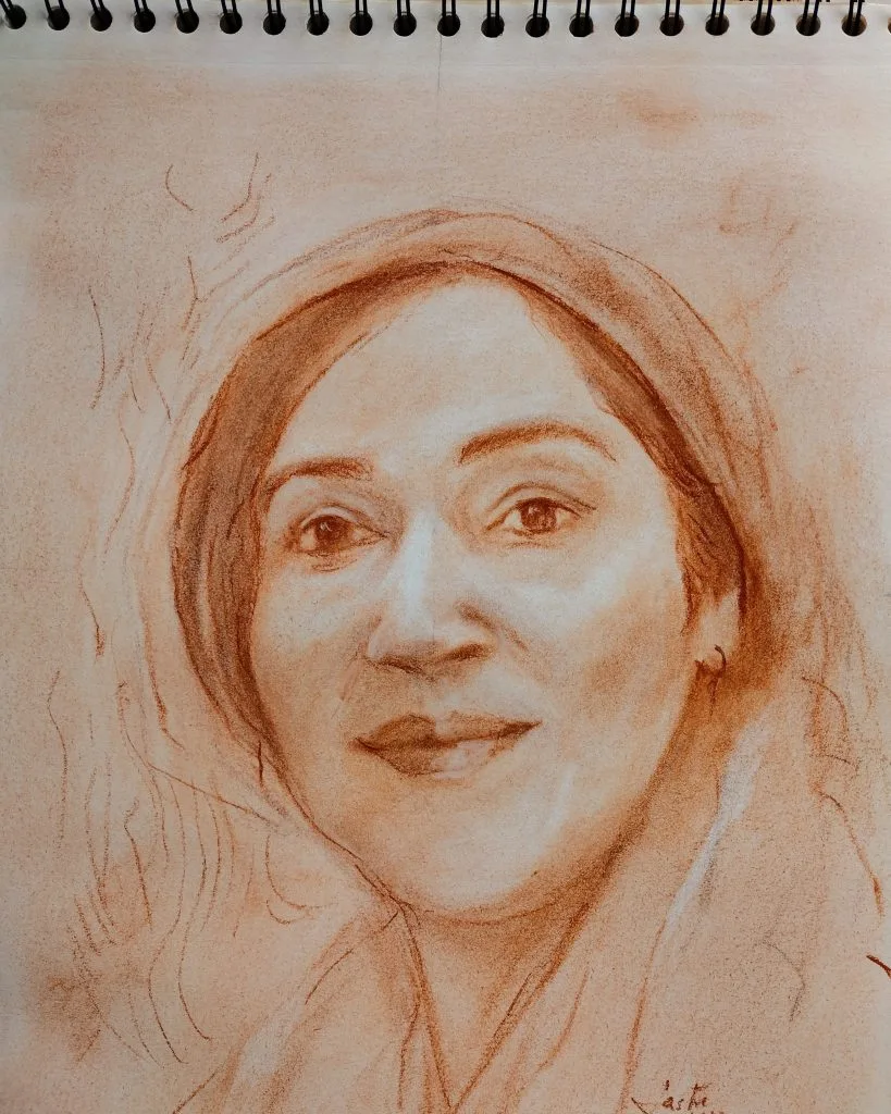 Marjan, sanguina, retrato de instagram,