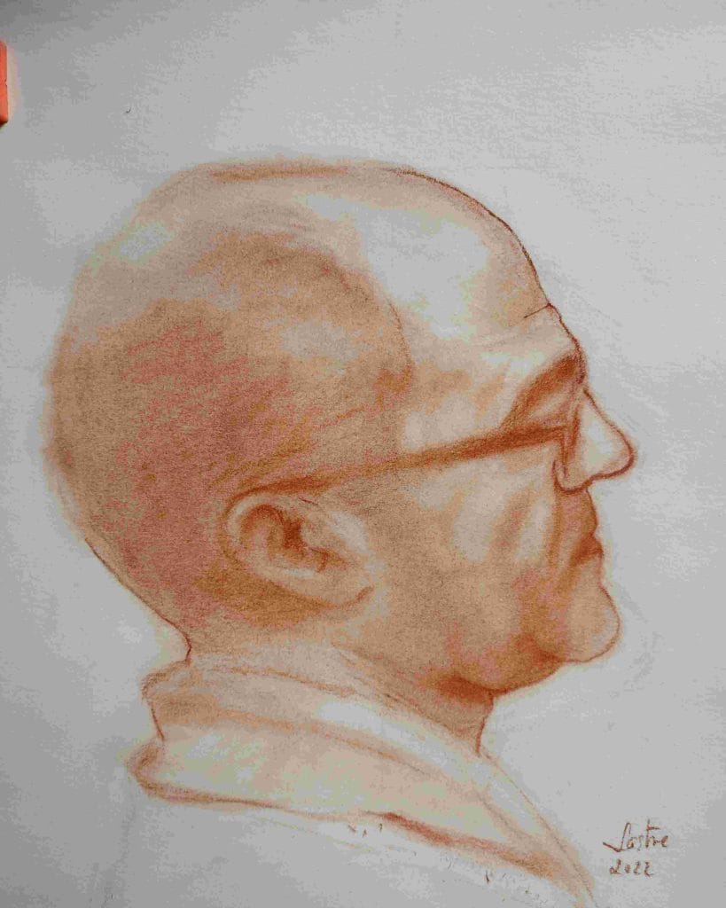 Oscar, retrato en sanguina, estudio