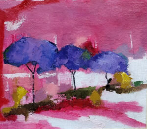 Arboles en Magenta, oleo 20 x 23 cm