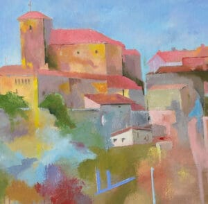 Zamora desde el rio Duero, oleo sobre lienzo 90 x 90 cm