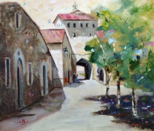 Monasterio de Poblet, oleo sobre lienzo, 46 x 55 cm