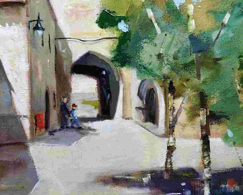 Monasterio de Poblet, oleo sobre lienzo, 46 x 55 cm (detalle)