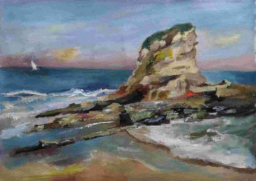 Cantabria I (Islote en el Cantábrico) oleo sobre lienzo 30 x 40 cm (disponible)