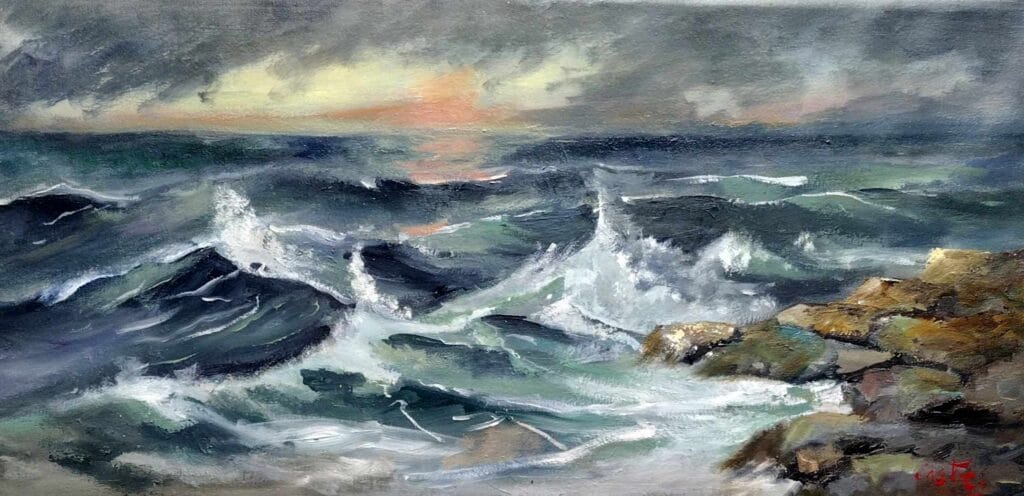 El Mar I, oleo sobre lienzo 30 x 60 cm