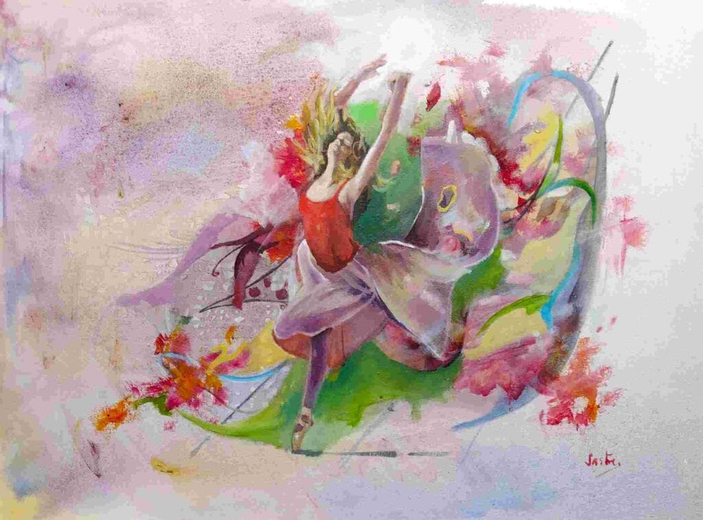 Bailando con las hadas oleo sobre lienzo 60 x 80 cm