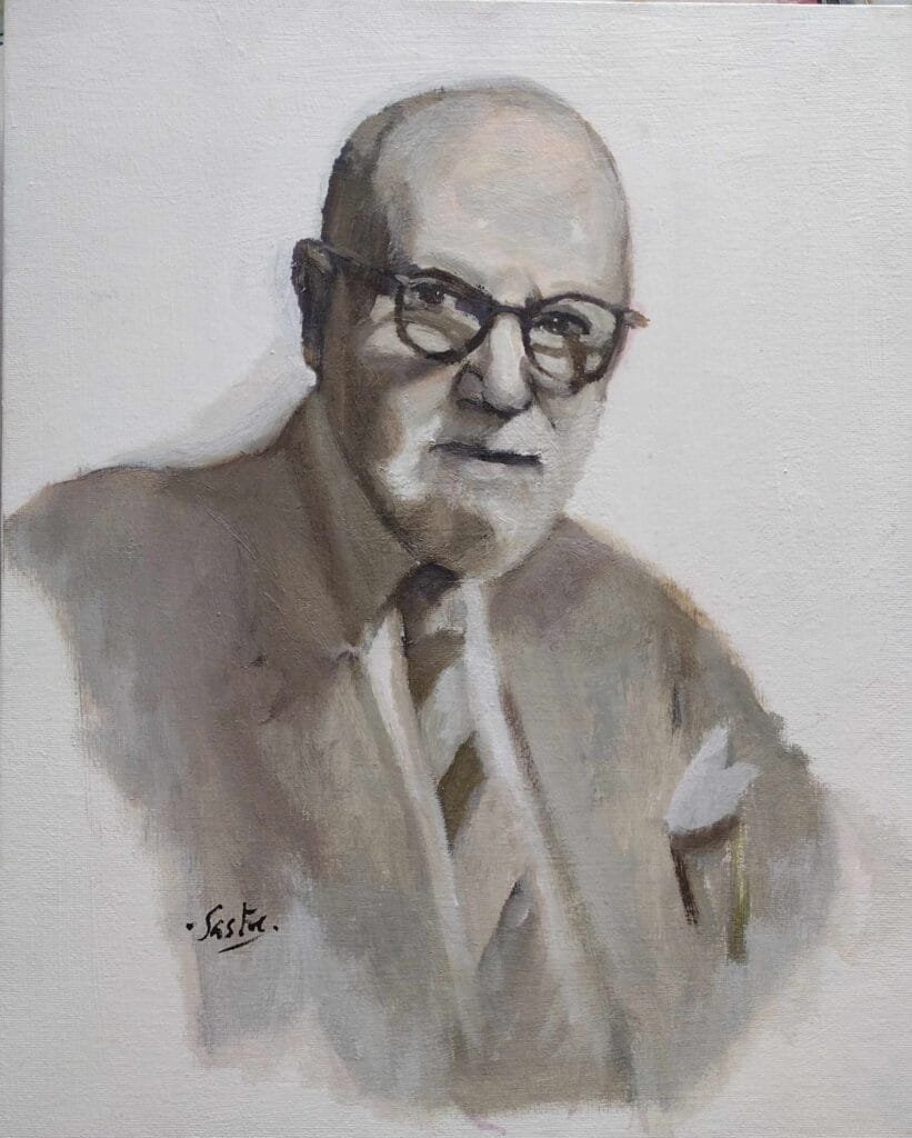 Leon Felipe, poeta español. oleo 41 x 33 cm
