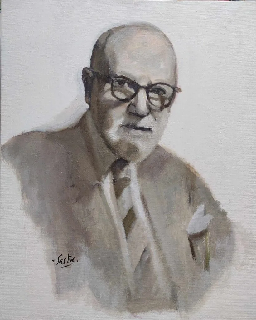 Leon Felipe, poeta español. oleo 41 x 33 cm