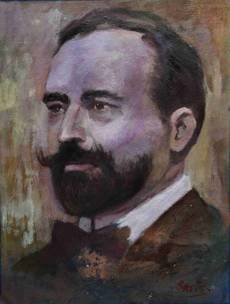Vicente Blasco Ibañez, escritor, oleo sobre lienzo 40 x 30 cm 