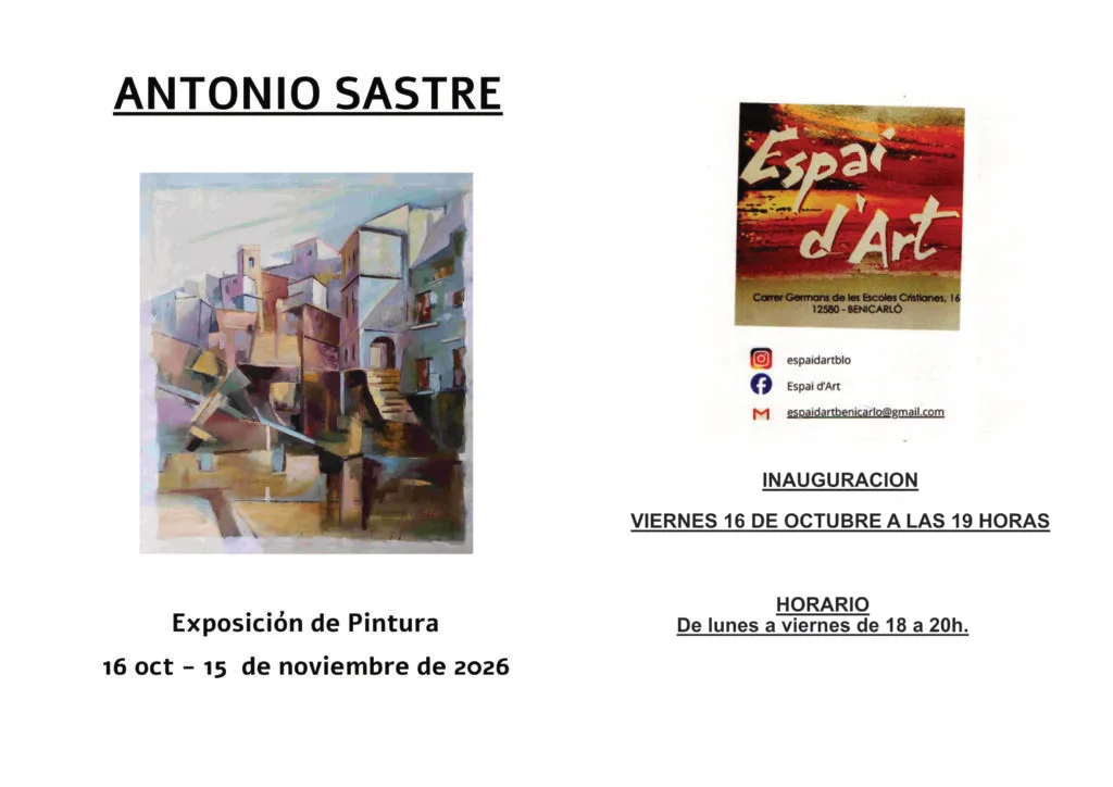 Exposición Espai d'Art Benicarló, octubre de 2026
